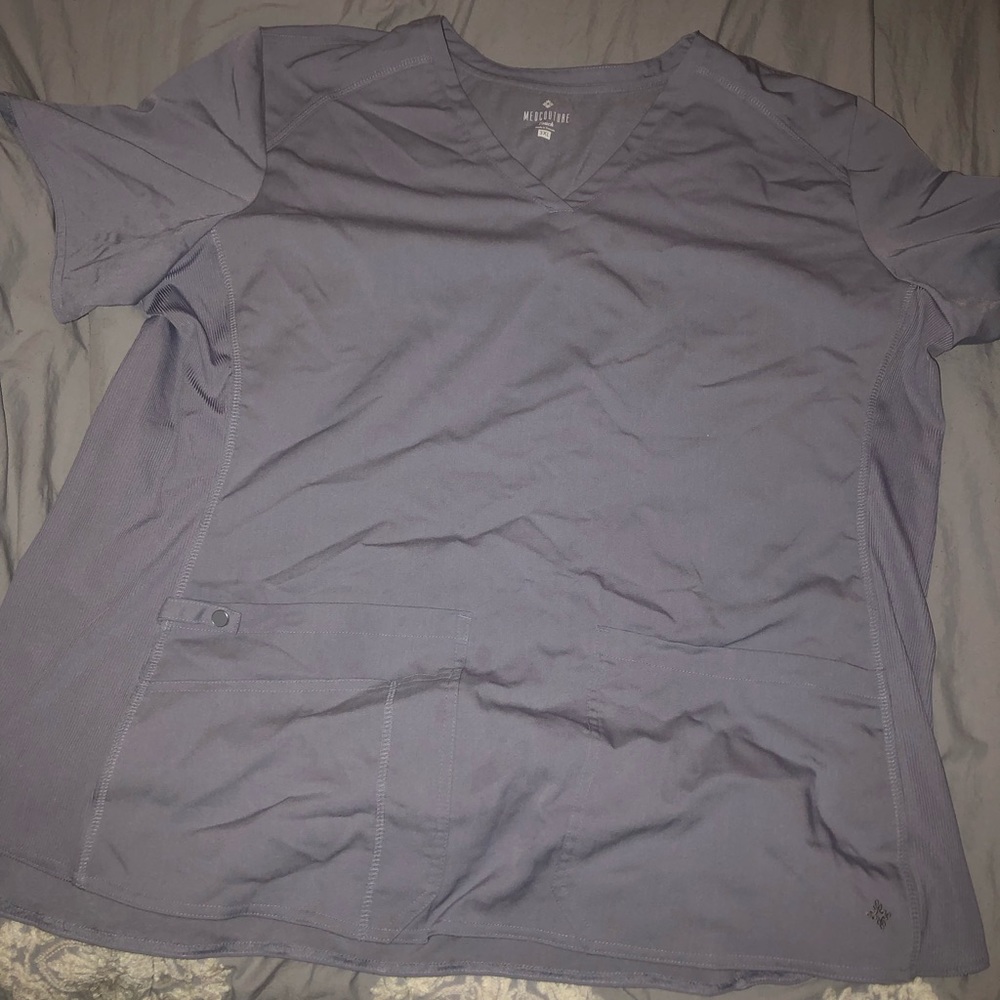 Med Couture Gray Scrub Top